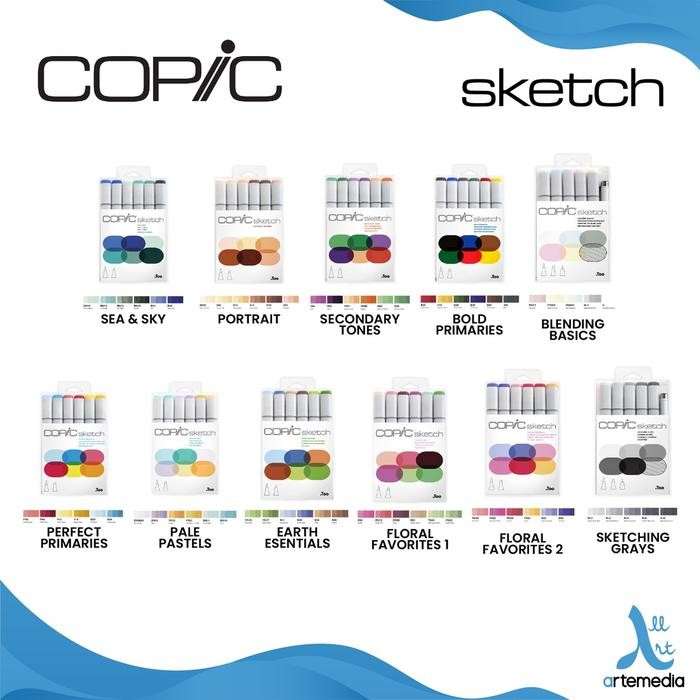 

Copic Sketch Set 6 Brush Pen Color Marker Spidol Warna Pasti Ori