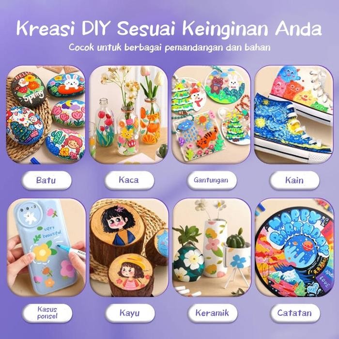 

[Ready] Aimilo - Spidol Acrylic Marker Spidol Warna Warni 1 Set Diy Painting Akrilik Marker 48/60/80