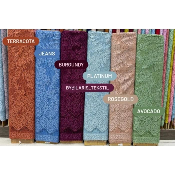 Bakal Kain Bahan Kebaya Brokat Semi Prancis 3D Metalik