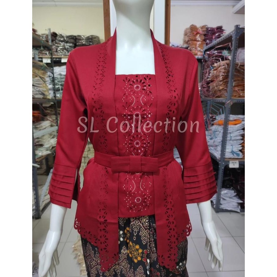 Kebaya modern merah / Atasan kebaya merah / Kebaya kutu baru merah