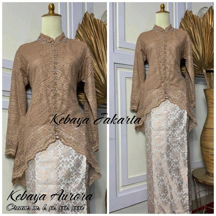 Stelan kebaya aurora brukat modern bahan brukat full payet full puring murah premium