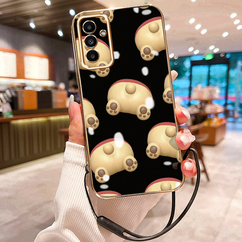 Casing Hp Untuk Samsung Galaxy A24 Case Pantat beruang Pelapisan Mewah Cesing Lanyard ponsel Kesing 