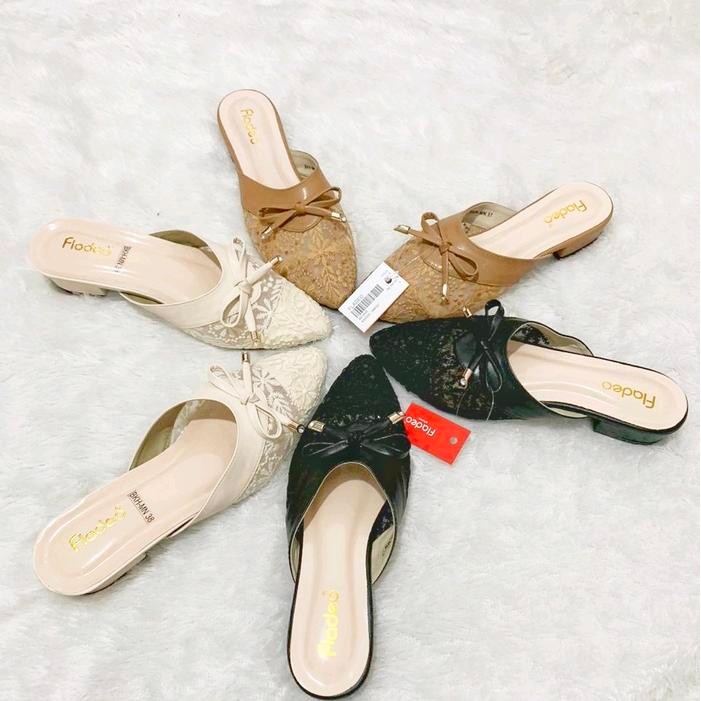 dap Heels Pesta Bustong Wanita Fladeo Brukat Pita Cantik Shoes Sendal