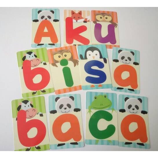 Flash card Abjad 100 kartu . kartu baca . mainan edukasi anak huruf
