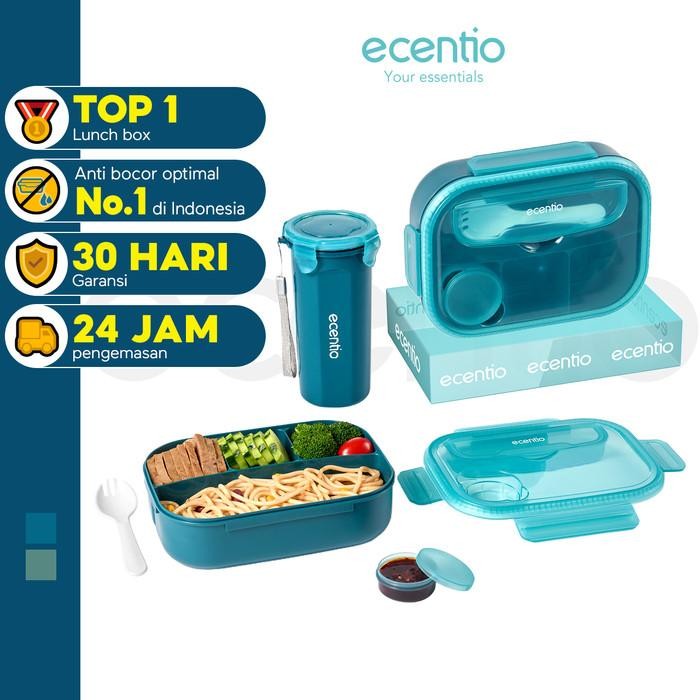 ecentio 1200ml+500ml anti-spill lunch box spoon lunch box sauce box BPA FREE