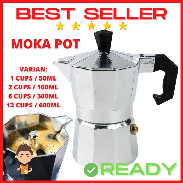 Moka Pot 6 cup - MokaPot 300ml - Coffee Espresso Maker Alat Seduh Kopi