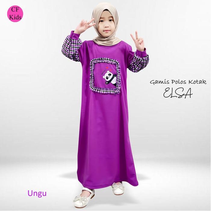 HWIH Cf Kids Gamis Anak Perempuan Polos Kotak Elsa