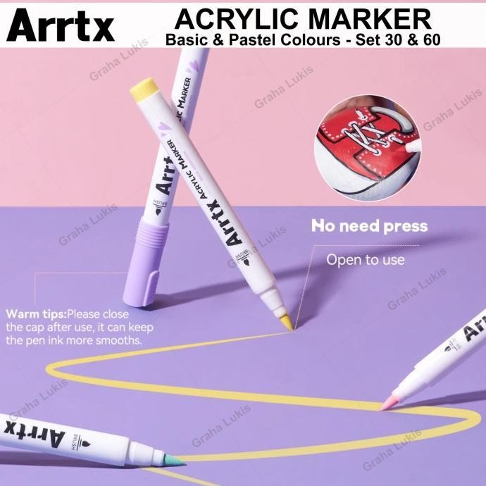 

ARRTX Acrylic Brush Marker Set 30 / Set 60 - Pastel / Basic AACM-05