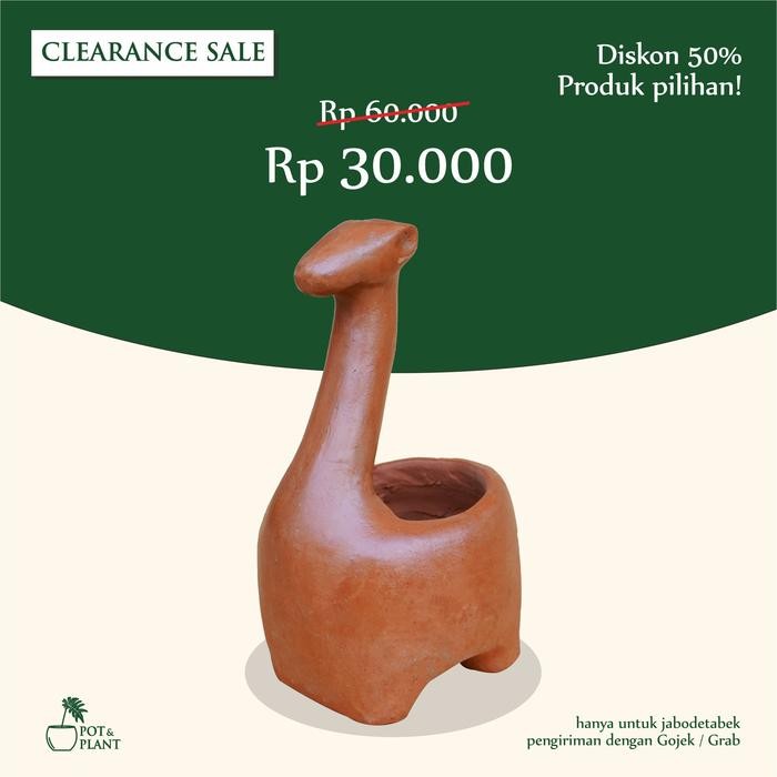 Pot Jerapah Terracotta Tanah Liat Gerabah Bunga Tanaman Hias Sale