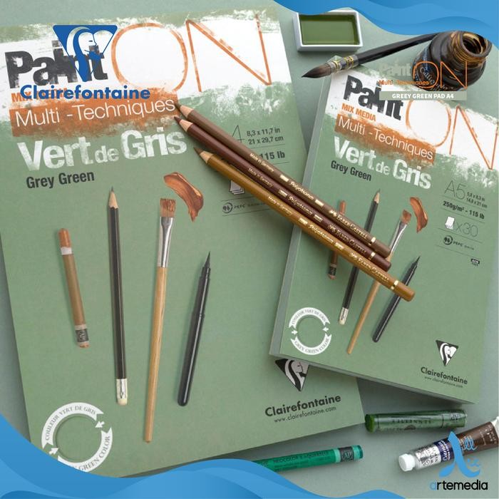 

Kertas Gambar Clairefontaine Paint On A4 Grey Green Multi Techniques