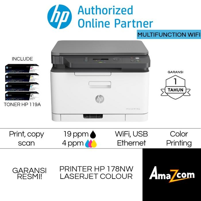 FES4 Printer Hp Laserjet Mfp 178Nw Wireless Wifi Lan Laser Color Mfp M178Nw