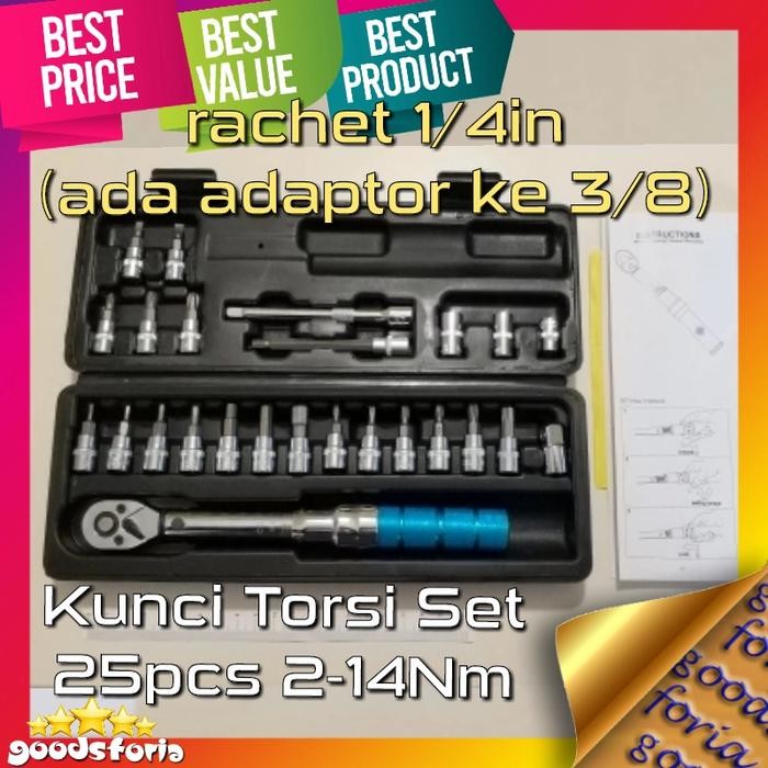 Termurah Kunci Torsi Kunci Momen Torque Wrench Set 25Pcs