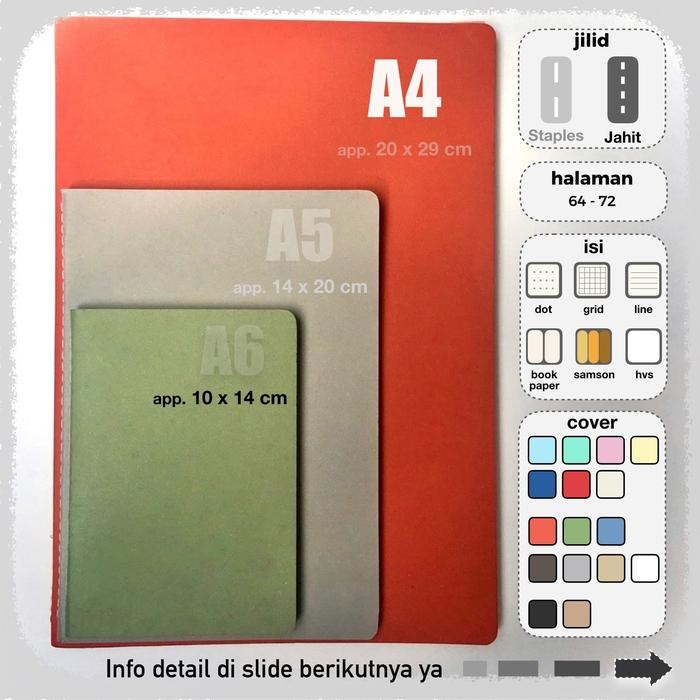 

I77W Notebook Buku A4 Isi Polos Garis Grid Dot Jahit A4