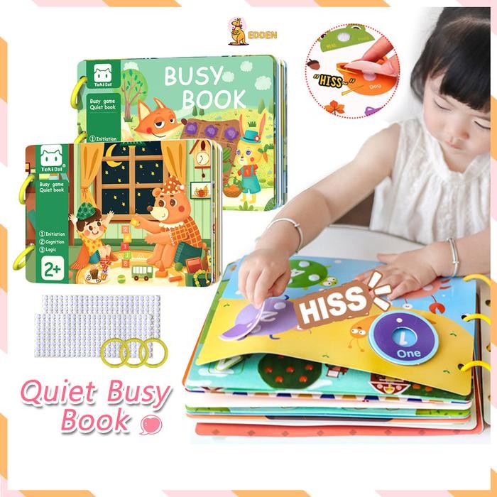 

Edden 30pages Quiet busy book buku Kids montessorri activity book Buku aktivitas velcro anak