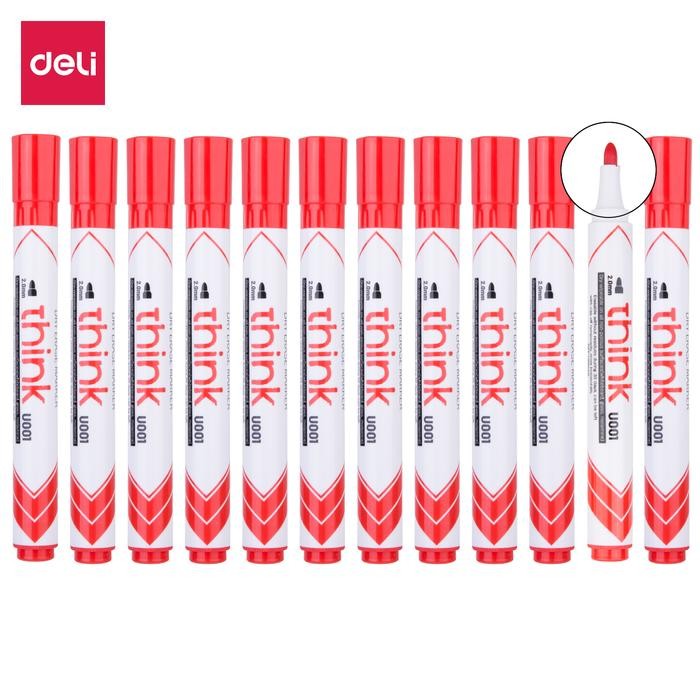 

X689 Deli Eu00140 (Box) Dry Erase Marker/Spidol Whiteboard-Red 12 Pcs