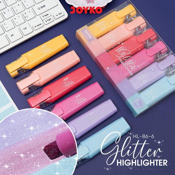 

X689 Joyko Penanda Berwarna Highlighter Hl-86 6 Warna Glitter