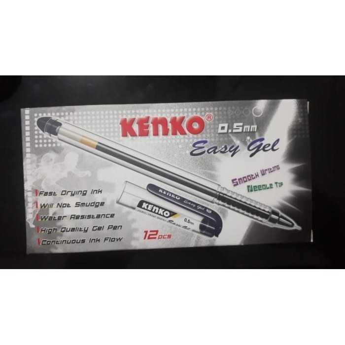

X689 Pulpen Kenko Easy Gel 0.5 Hitam (Isi 12 Pcs)