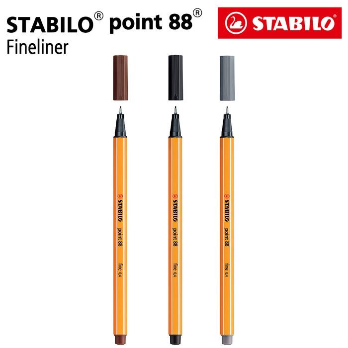 

X689 Stabilo Set 3 - Point 88 Basic Color / Fineliner / Pen Warna Abu Hitam