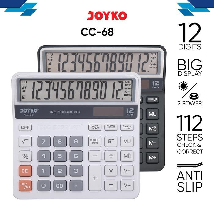 

X689 Calculator Kalkulator Joyko Cc-68 12 Digits Check & Correct