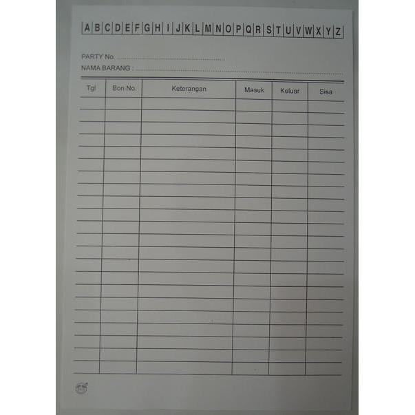 

X689 Kartu Stok Kecil