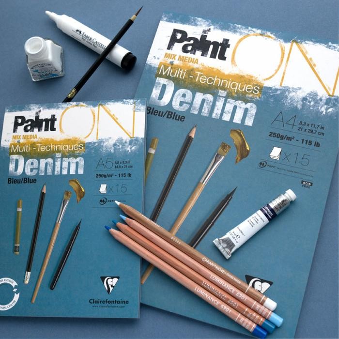 

Kertas Gambar Clairefontaine Paint On A5 Denim Multi Techniques Pad