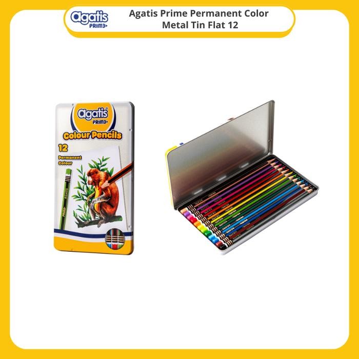 

Pensil Warna Permanent Agatis Prime Square Flat Metal Tin 12 Warna