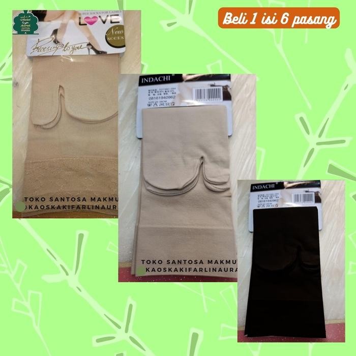 FJPY Jual 6 Pasang Kaos Kaki Jempol Semata Kaki Merek Indachi Warna Krem Dan Hitam Santosa