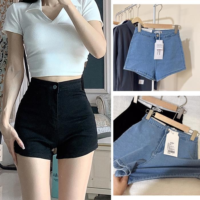 FJPY Jumbo Celana Pendek Jeans Stretch Wanita Hot Pants Korea Kulot Shorts Pants Jeans