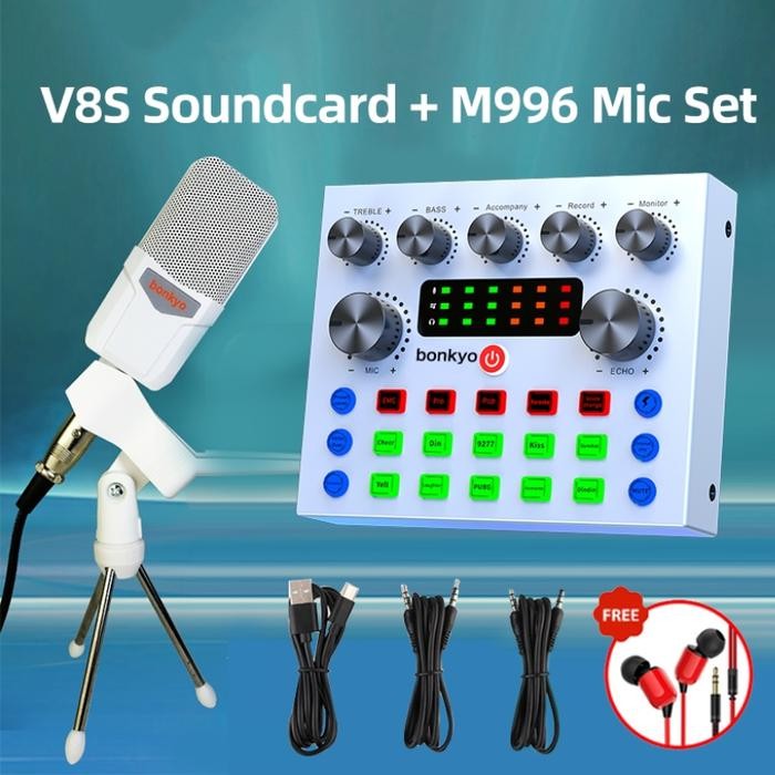 

BONKYO V8S+M996 SOUNDCARD SET BLUETOOTH AUDIO USB EXTERNAL SOUND CARD MIC MIXER BLUETOOTH PHONE PC -