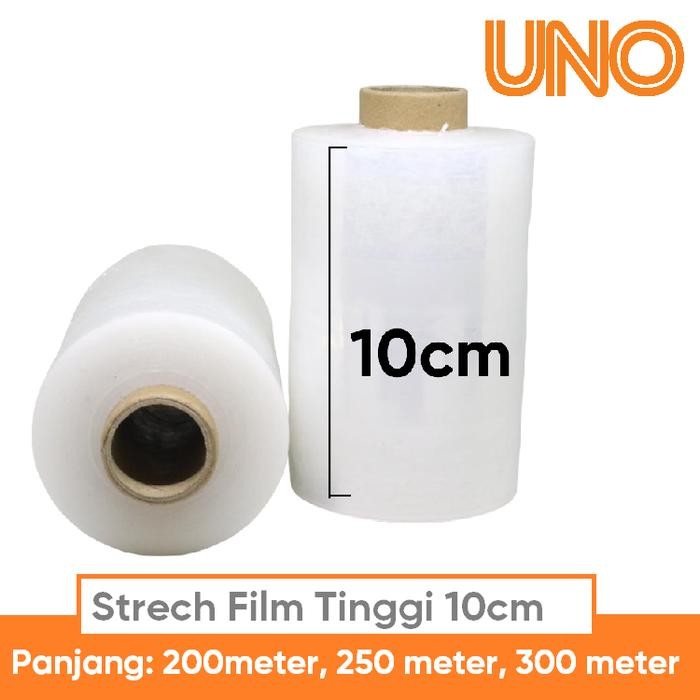 

STRETCH FILM OEM PLASTIK WRAPPING LEBAR 10 CM PANJANG FULL 17 MICRON - 10X200 METER