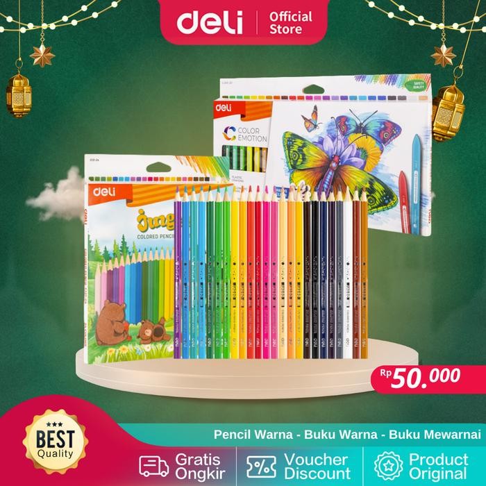 

[PAKET THR DELI] Deli Combo Color Pencil 24/36/48/72 + Crayon TikTok Ra Mewarnai Pensil Alat