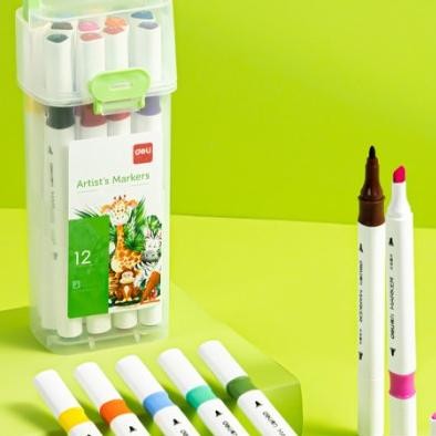 

Deli Spidol Sketsa Sketch Marker 12 64 Warna Dual Tip Non Toxic HM102