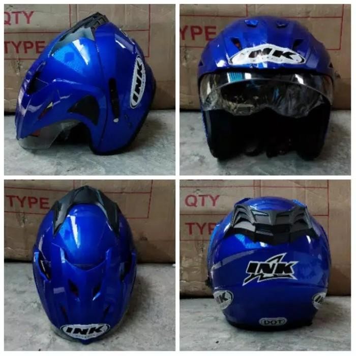 (Allthebest) Helm INK TERBARU Dobel Visor type T1 BIRU TUA