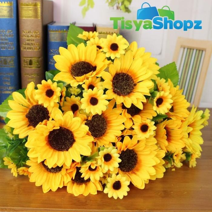 (Allthebest) BUNGA MATAHARI BESAR / TANAMAN ARTIFICIAL BUNGA PLASTIK / SUNFLOWER [ TANPA POT ]