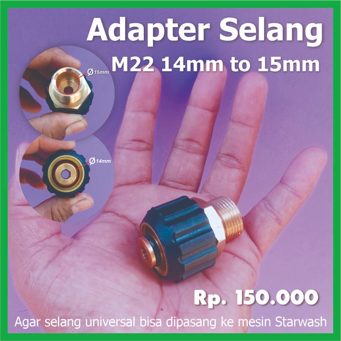 ADAPTER SELANG FITTING M22 14MM TO M22 15MM