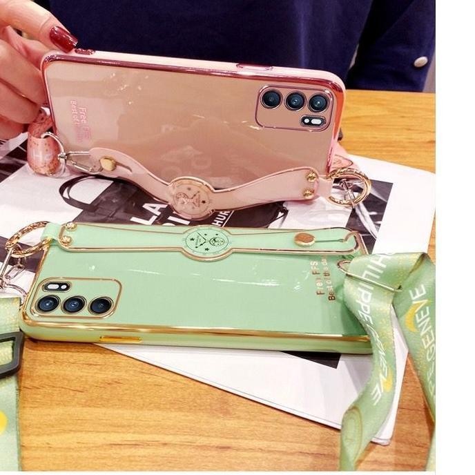 CASE untuk OPPO A76 / A96 TALI SLEMPANG SOFT CASE PLATING STRAP CASING SILIKON
