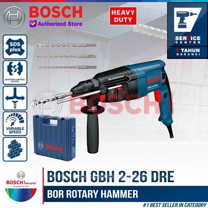Cuci Gudang Bosch Bor Hammer Rotary Sds Gbh 2-26 Dre 26Mm 800 Watt Mesin Bor Beton