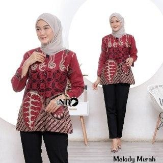 Blus Batik Wanita Jumbo Lengan Panjang Blus Batik