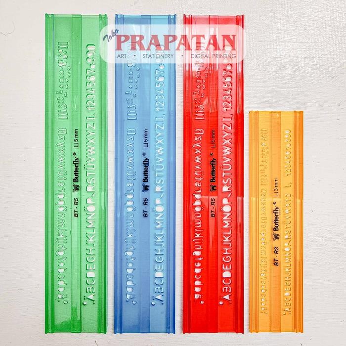 

SARI Penggaris Mal Huruf 3-8Mm Butterfly Bt-R3~Bt-R8 Stencil