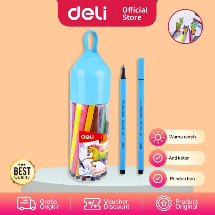 

SARI Deli Ec10506 Felt Pen Washable 1.0Mm 12C / Spidol Mudah Di Hapus