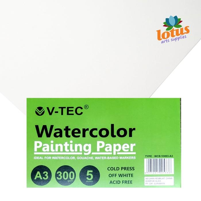 

SARI V-Tec Watercolor Paper A3 300Gsm Cold Press 5 Sheets Painting Paper Kertas Gambar
