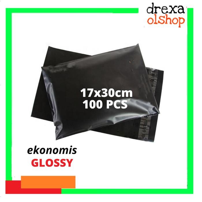 

5WUM [Ekonomis] 17X30 Cm Plastik Polymailer Hitam Isi 100 Lembar