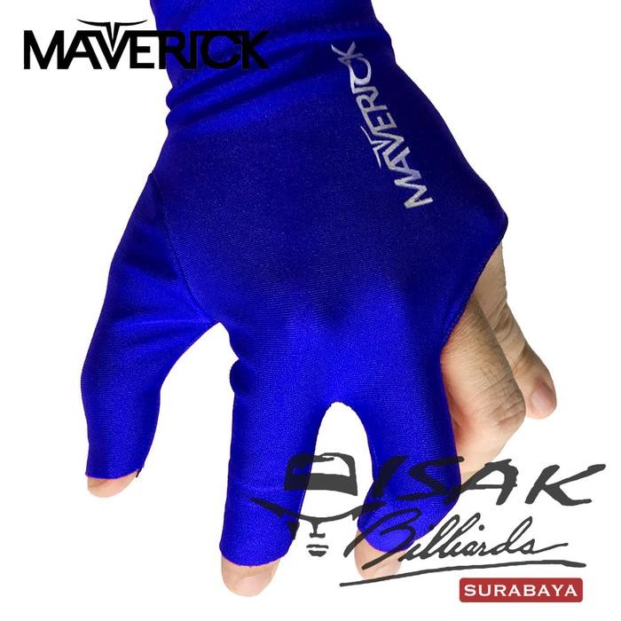 Maverick Pool Glove - Open Finger Blue - Sarung Tangan Biliar Billiard