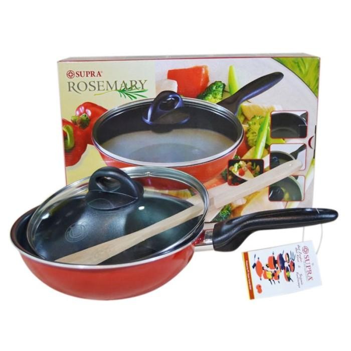 Stir Pan Supra 22 Cm Teflon Tebal I Wajan Anti Lengket 22Cm Tutup Kaca