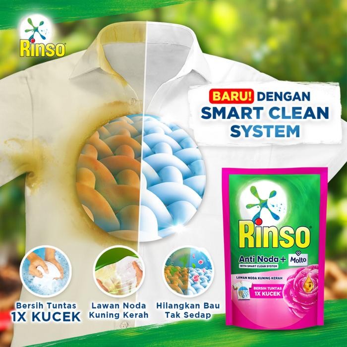 Ready Rinso Molto Anti Noda Deterjen Bubuk Rose Fresh 1.8 Kg Isi 2 Terbaru