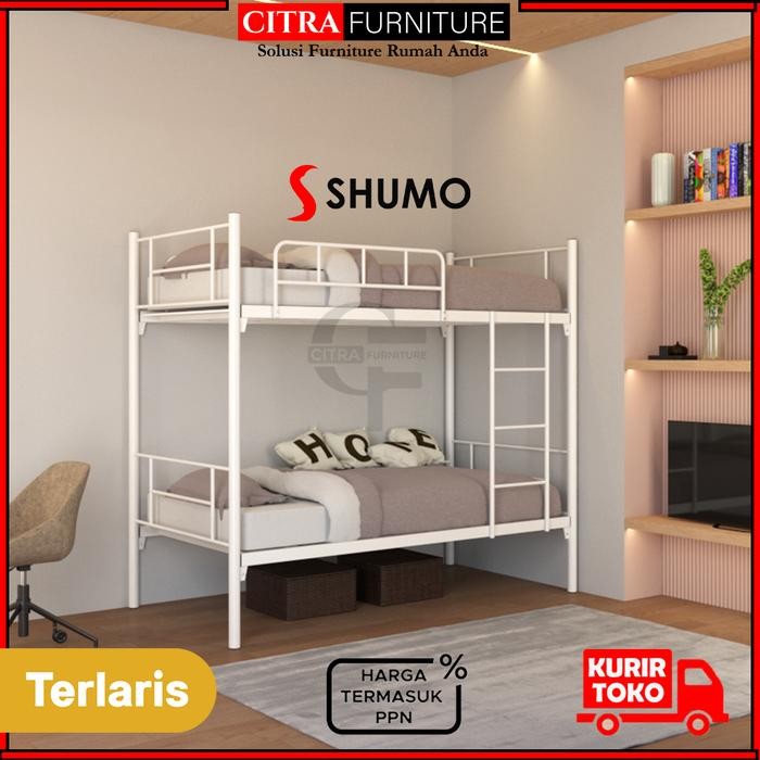 Shumo Ranjang Tingkat Besi Kasur 100 / 100 Bunk Bed Minimalis Susun