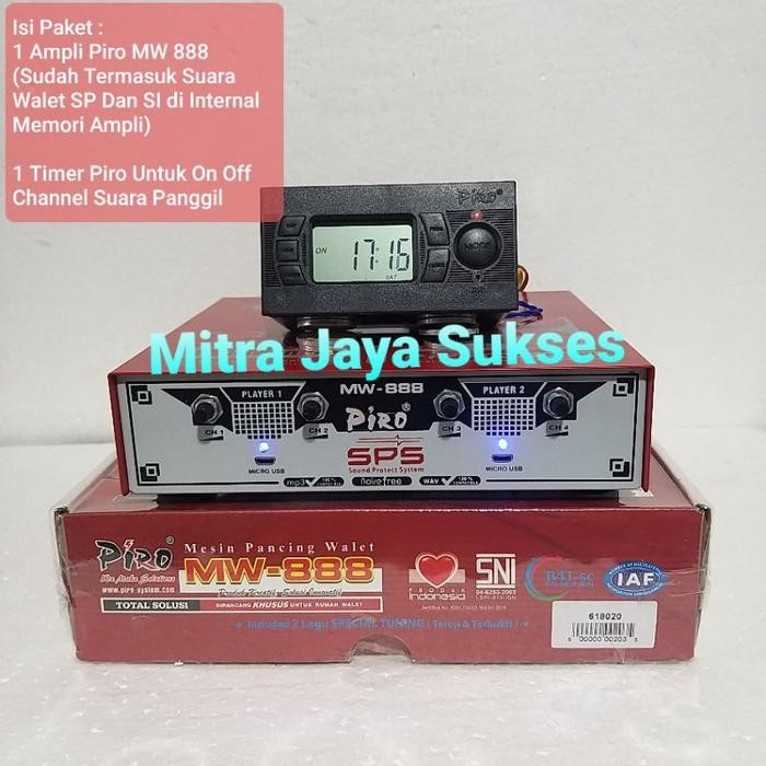PAKET AMPLI WALET PIRO MW 888 + TIMER PIRO ON OFF PLAYER SUARA PANGGIL
