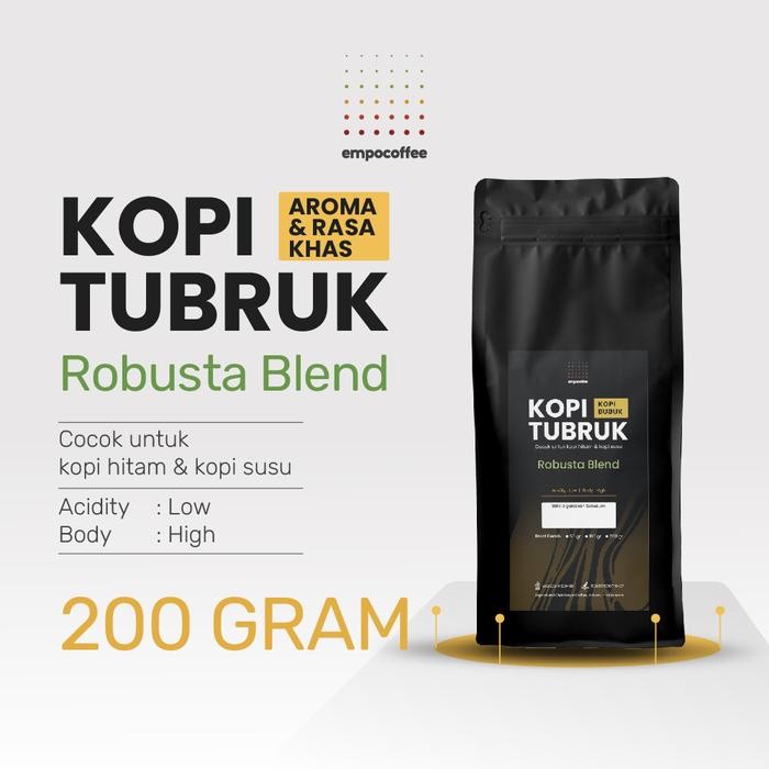 

Kopi Bubuk Robusta 200 Gram Hitam Tubruk Tanpa Gula Minuman Indonesia