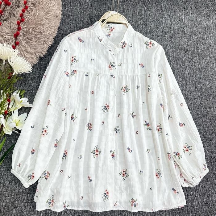 Premium Crinkle Motif Rose VELLA Blouse Crinkle