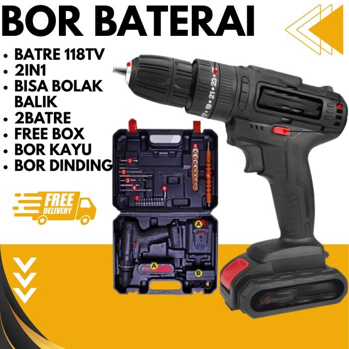 Mesin Bor Tanpa kabel 48V Set Lengkap Mata Bor Cordless Drill Full Set Of Drill Bits Bor Mesin